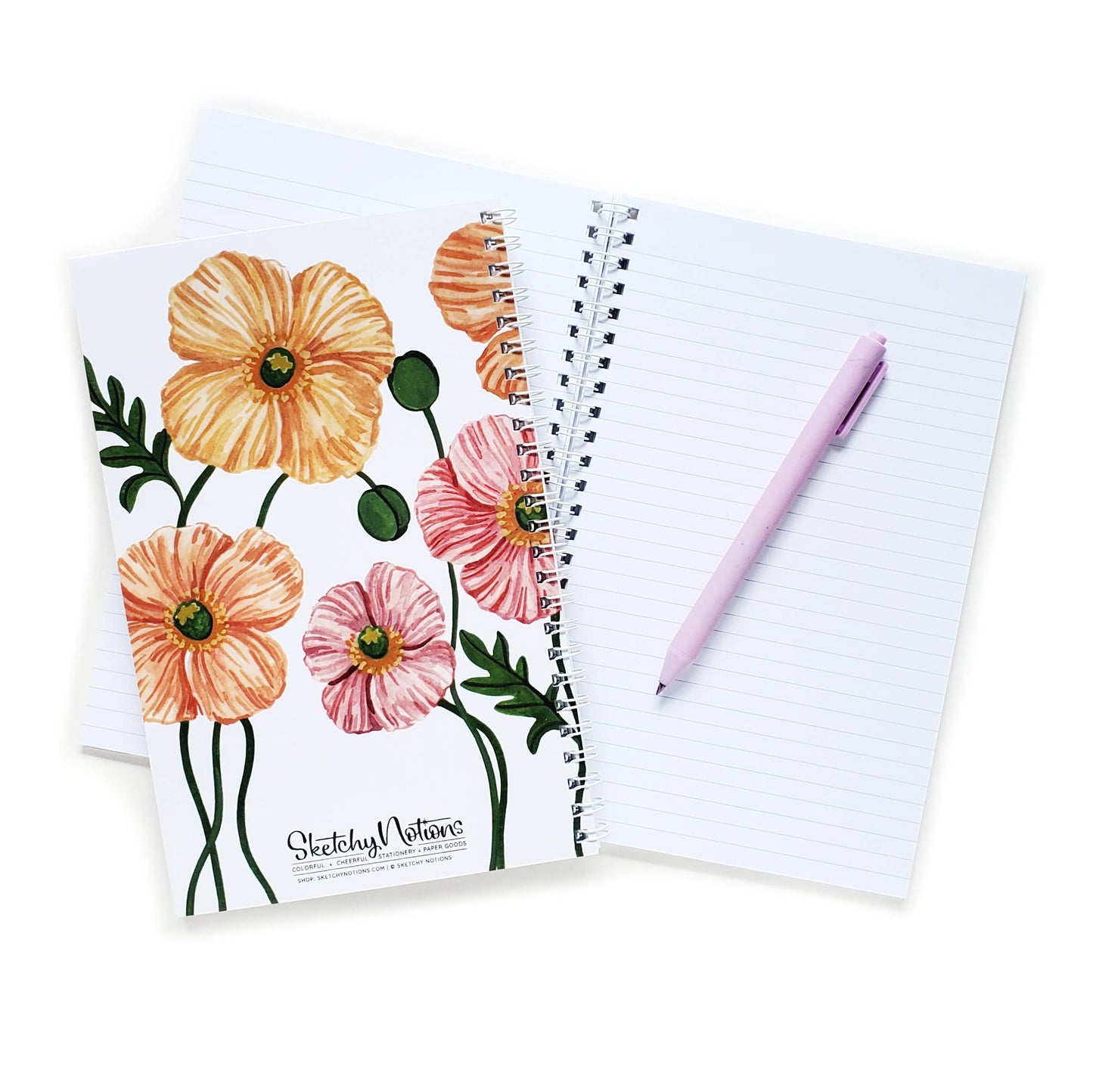 Icelandic Poppies Watercolor Lined Notebook