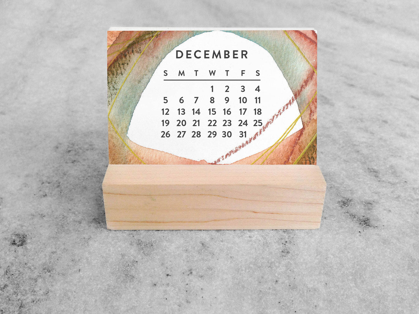 2027 New Day Mini Desk Calendar with Wood Stand