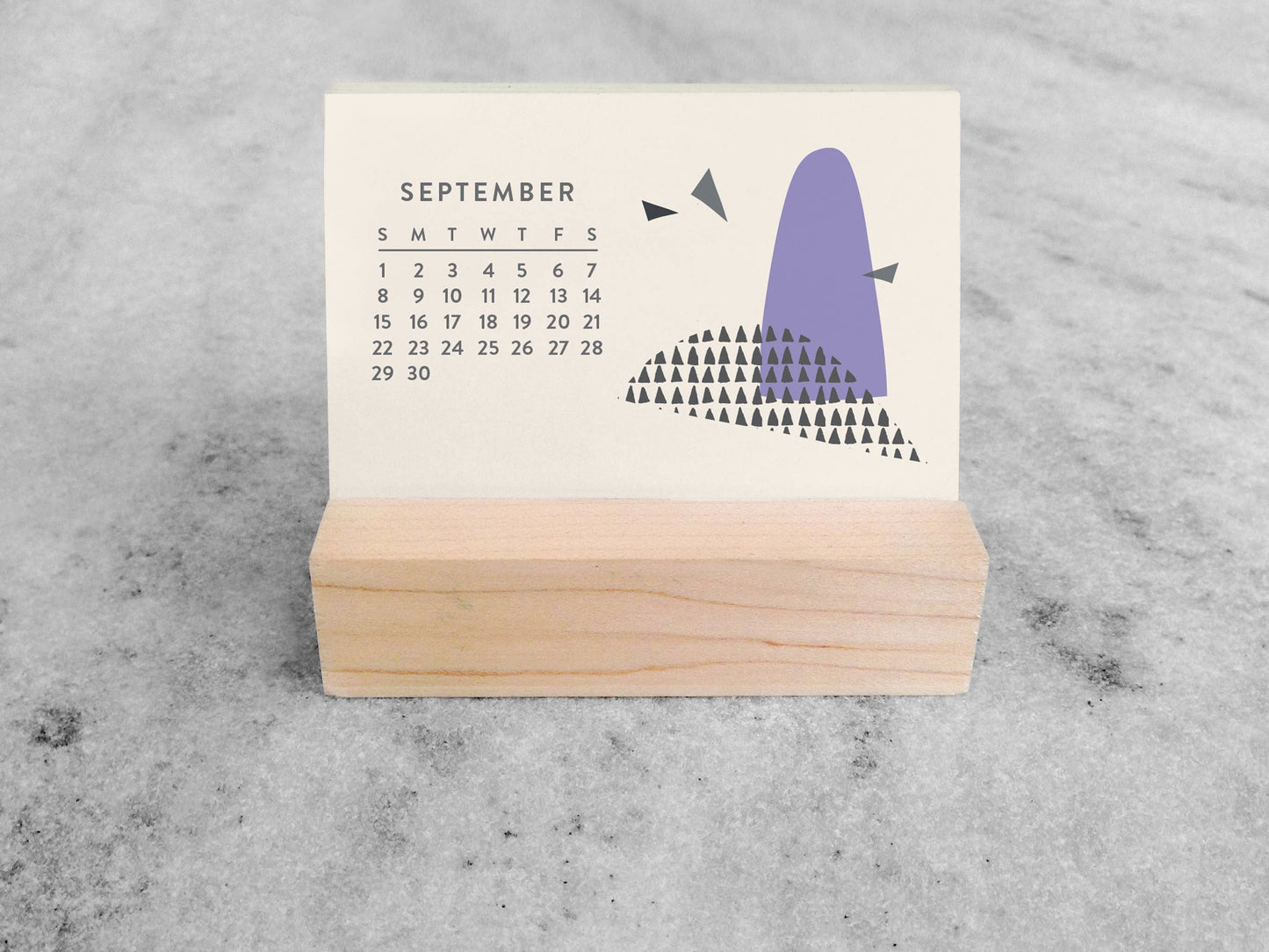 2027 Mini Desk Abstract Calendar with Wood Stand