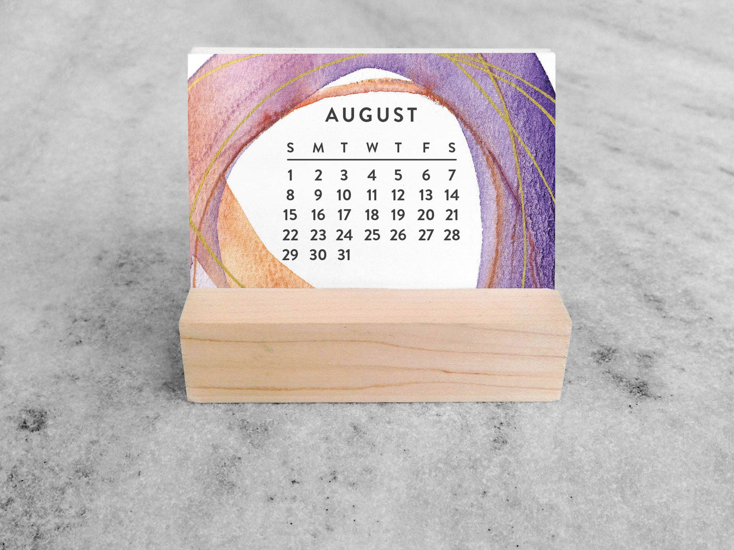 2027 New Day Mini Desk Calendar with Wood Stand