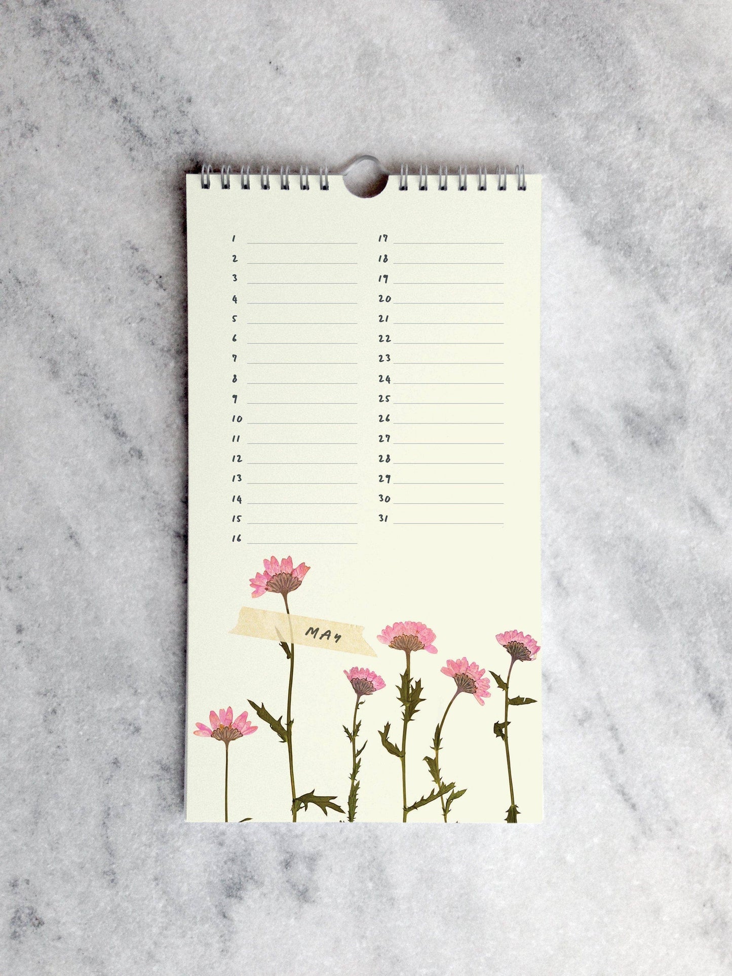 Pressed Flowers Celebration Calendar – Perpetual Birthday Tracker