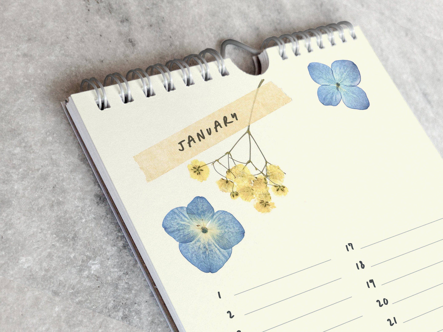 Pressed Flowers Celebration Calendar – Perpetual Birthday Tracker