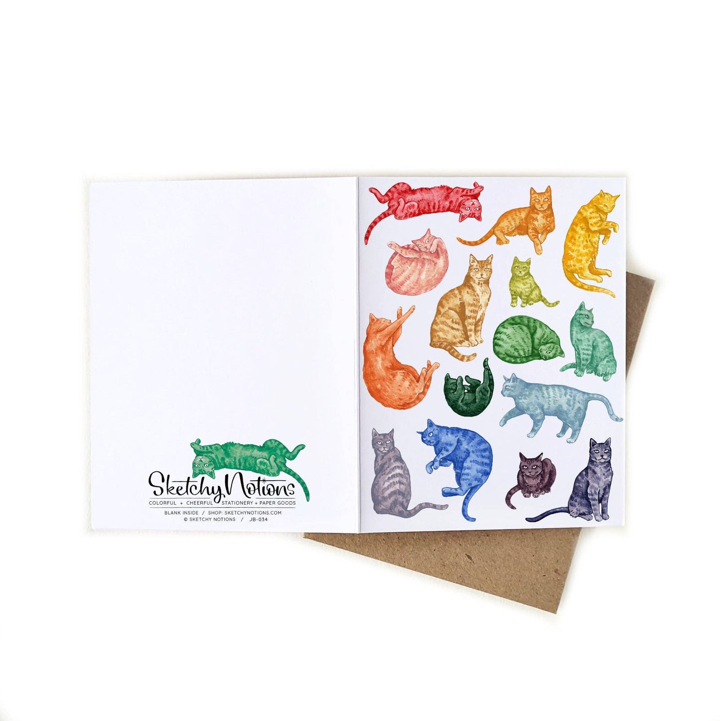 Colorful Watercolor Cat Lovers Card
