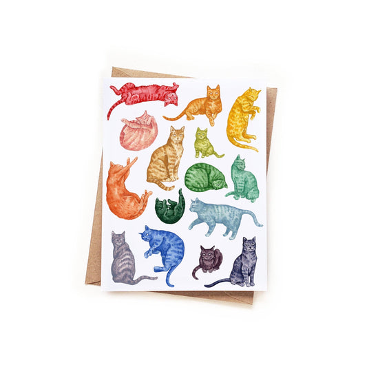 Colorful Watercolor Cat Lovers Card