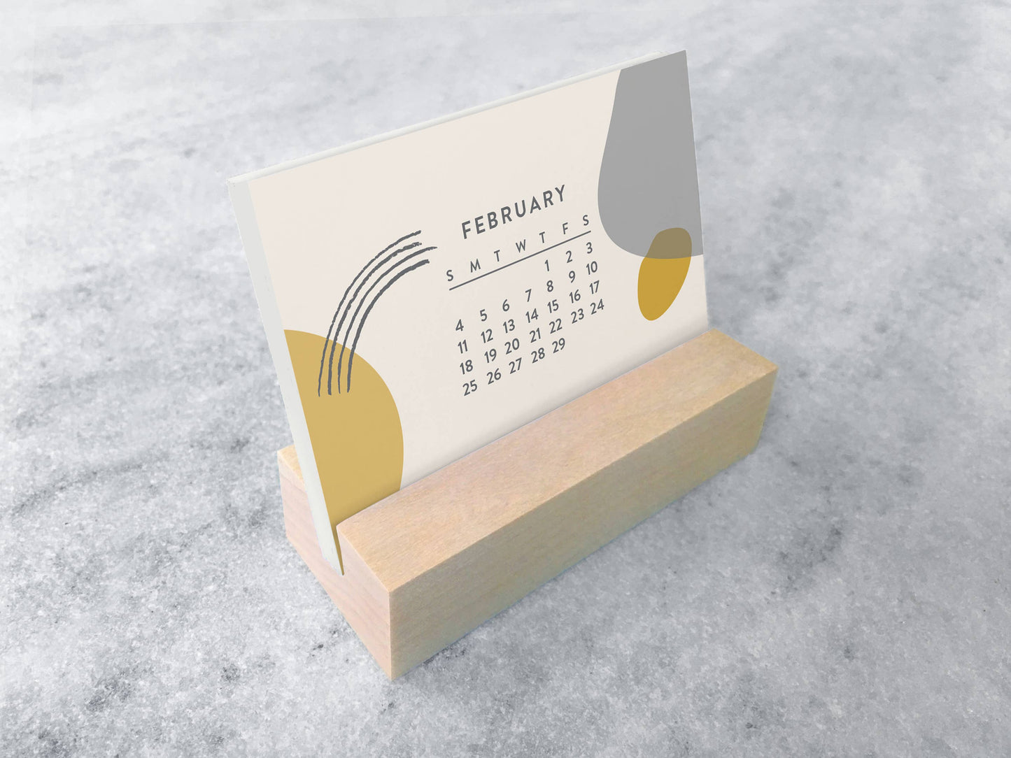 2027 Mini Desk Abstract Calendar with Wood Stand
