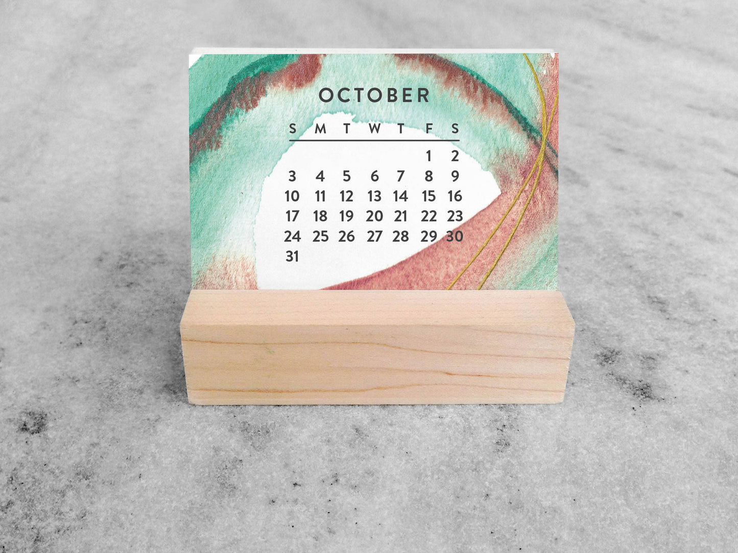 2027 New Day Mini Desk Calendar with Wood Stand