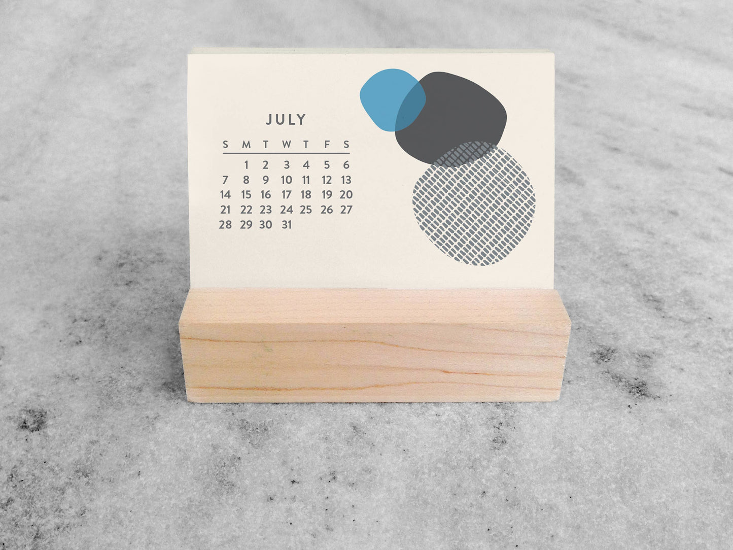 2027 Mini Desk Abstract Calendar with Wood Stand