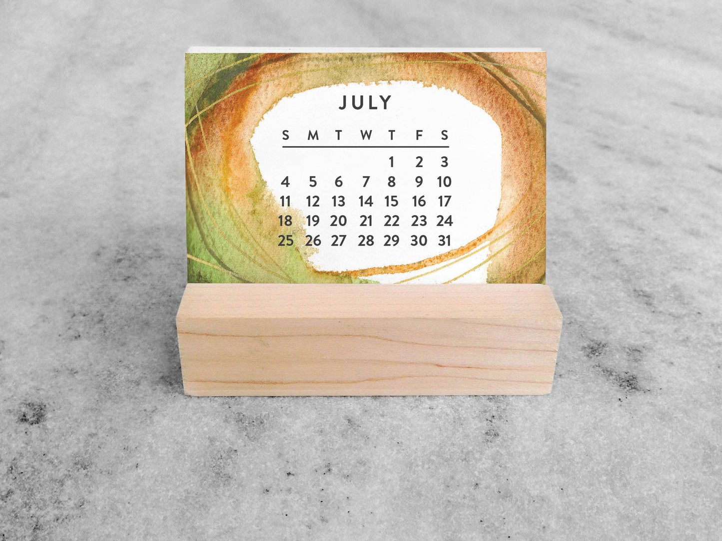 2027 New Day Mini Desk Calendar with Wood Stand