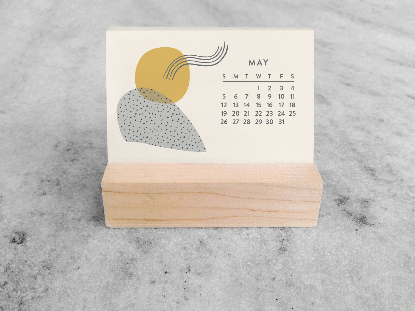2027 Mini Desk Abstract Calendar with Wood Stand