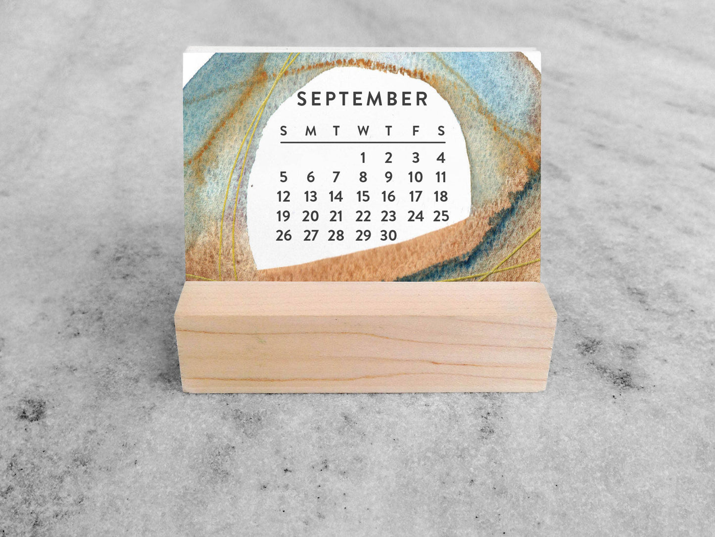 2027 New Day Mini Desk Calendar with Wood Stand