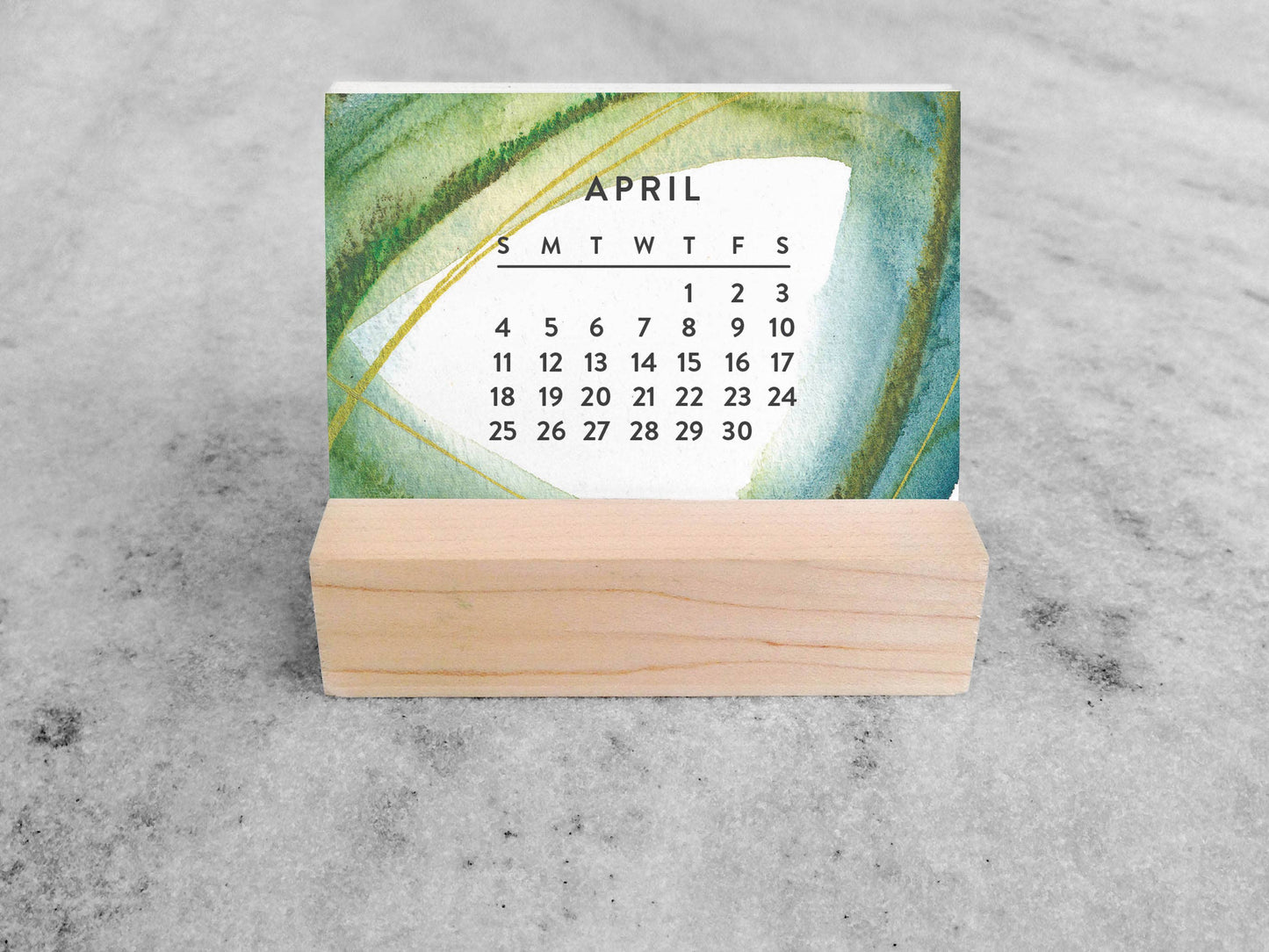 2027 New Day Mini Desk Calendar with Wood Stand