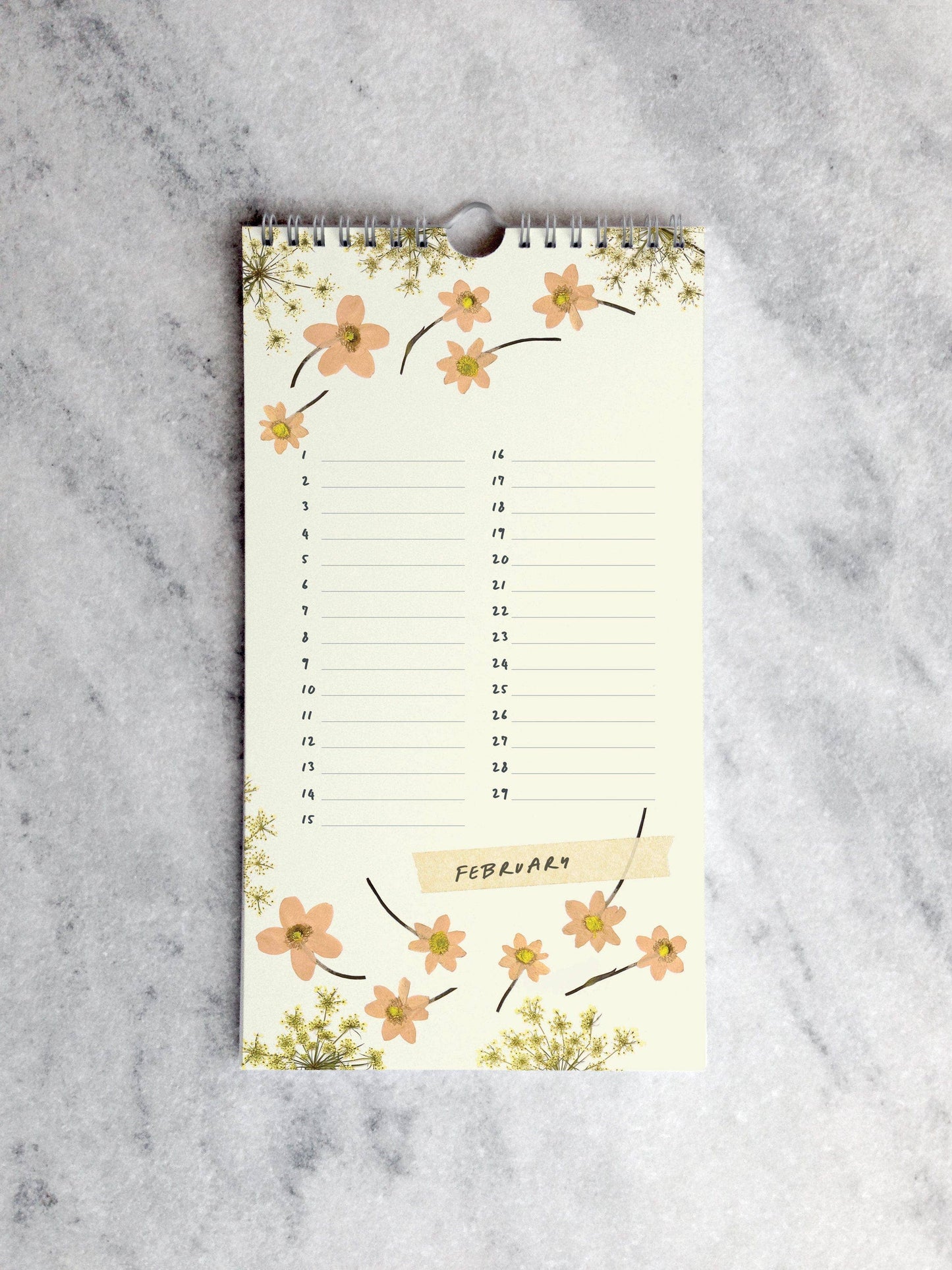 Pressed Flowers Celebration Calendar – Perpetual Birthday Tracker