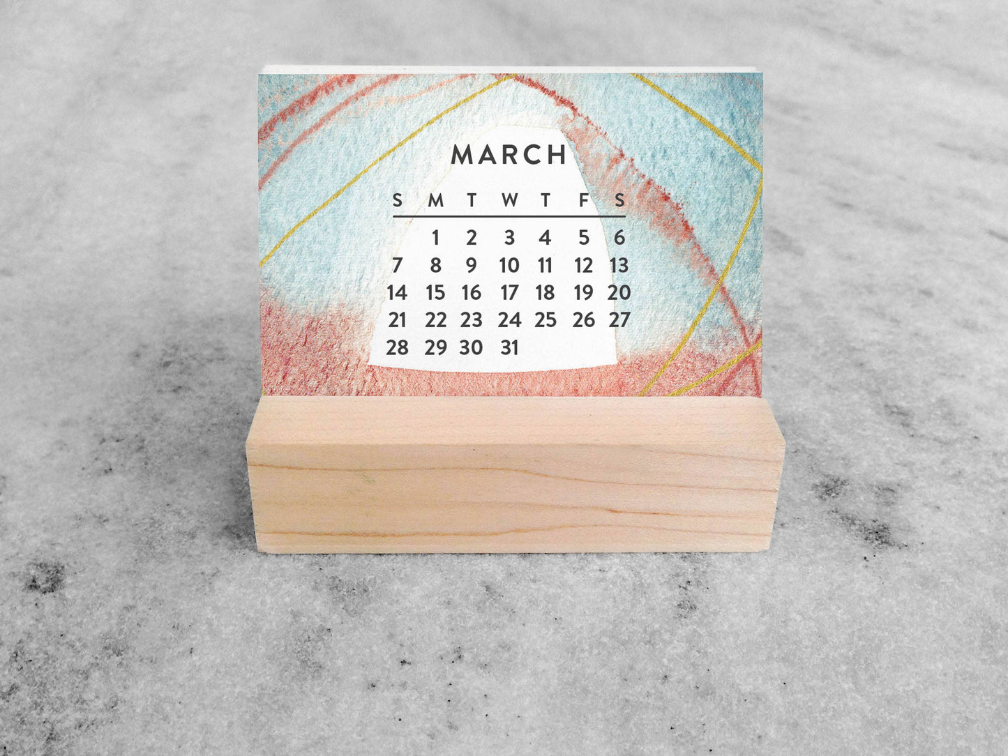 2027 New Day Mini Desk Calendar with Wood Stand