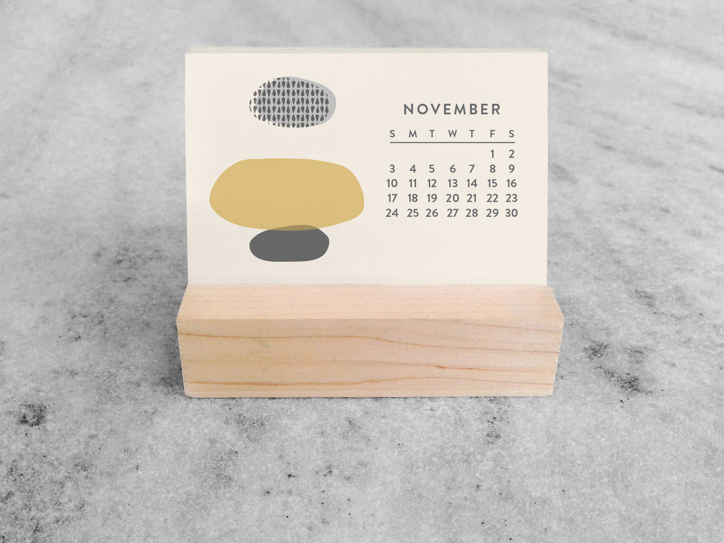 2027 Mini Desk Abstract Calendar with Wood Stand