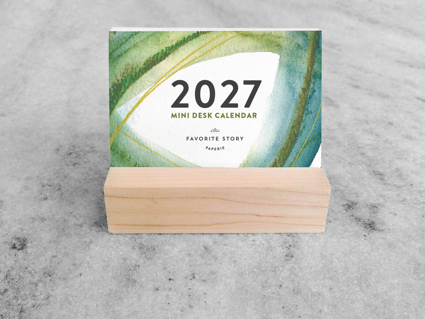 2027 New Day Mini Desk Calendar with Wood Stand