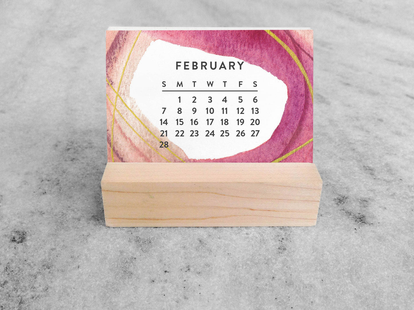 2027 New Day Mini Desk Calendar with Wood Stand