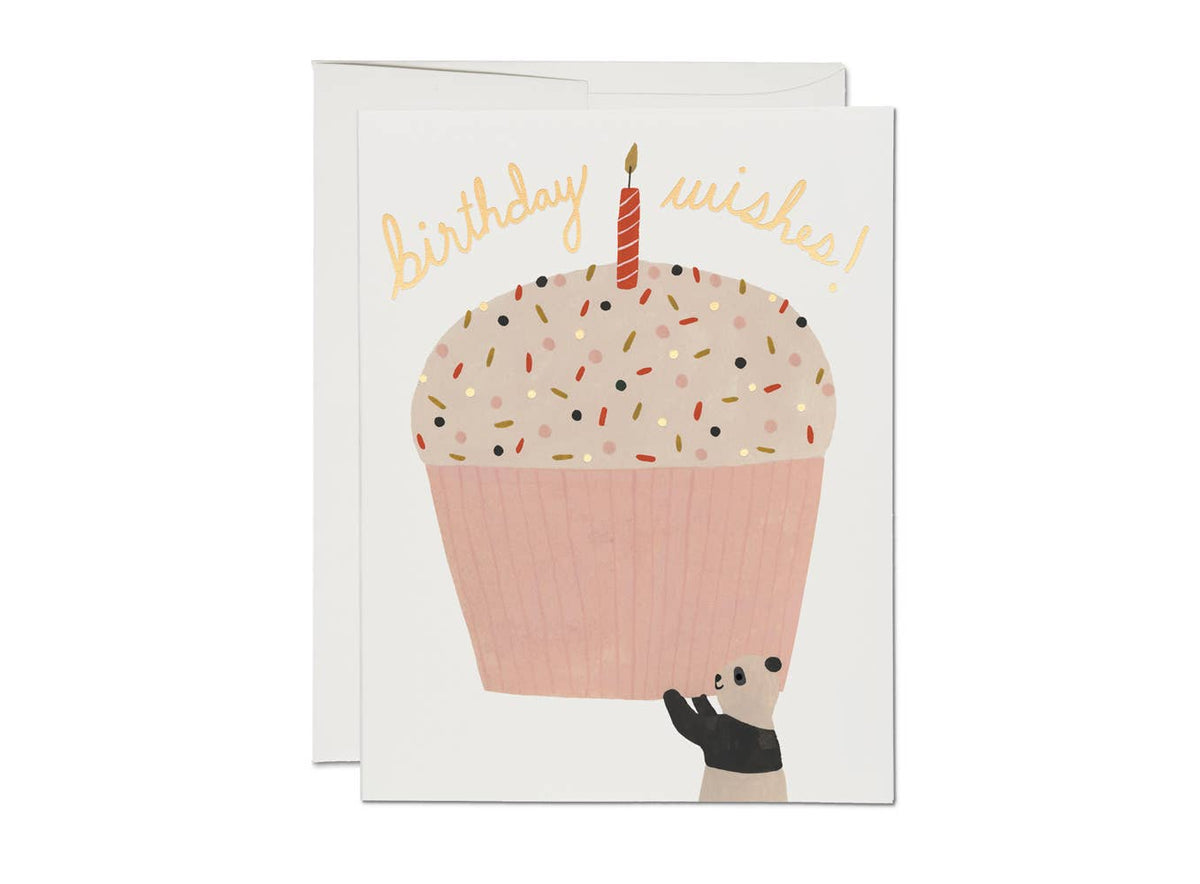 Cute Panda Cupcake Birthday Card
