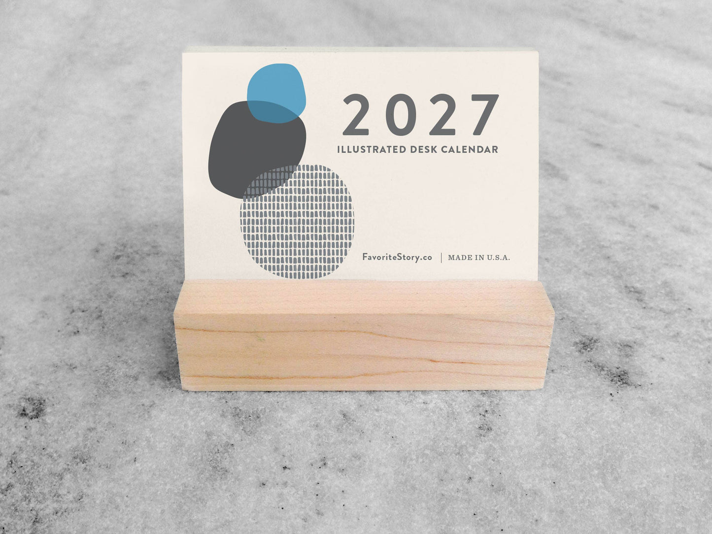 2027 Mini Desk Abstract Calendar with Wood Stand