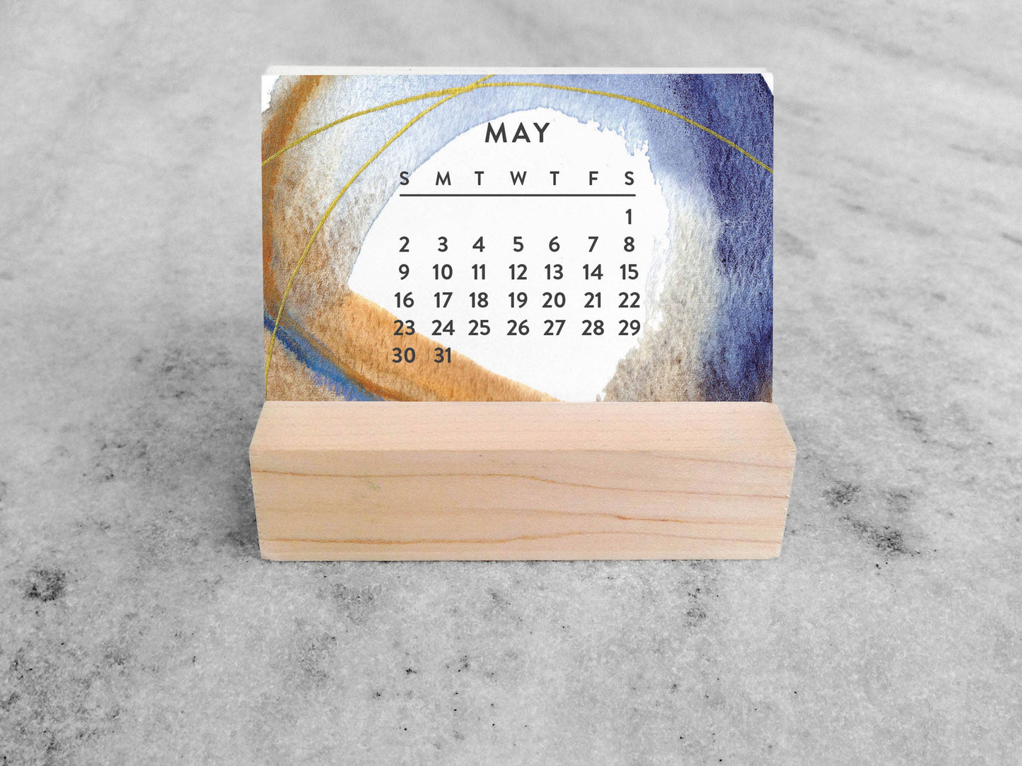 2027 New Day Mini Desk Calendar with Wood Stand