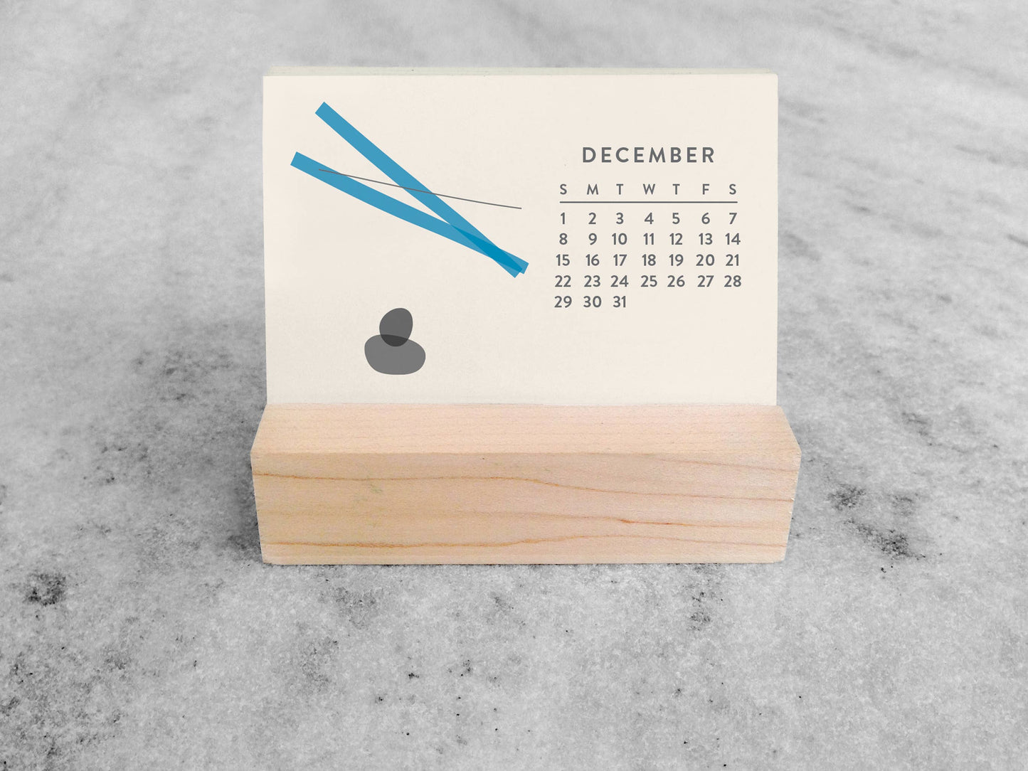 2027 Mini Desk Abstract Calendar with Wood Stand