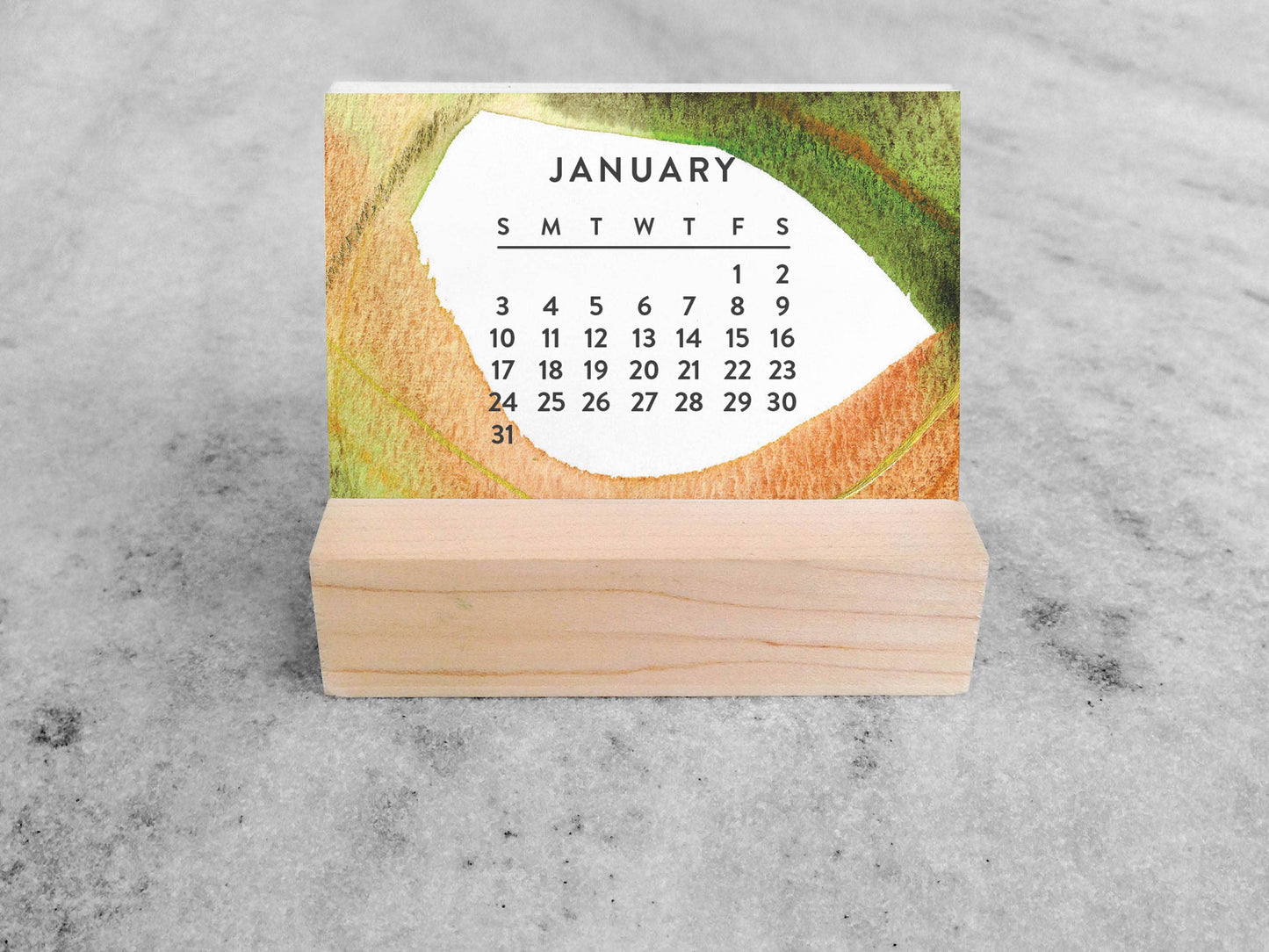 2027 New Day Mini Desk Calendar with Wood Stand