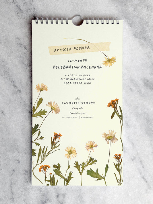 Pressed Flowers Celebration Calendar – Perpetual Birthday Tracker