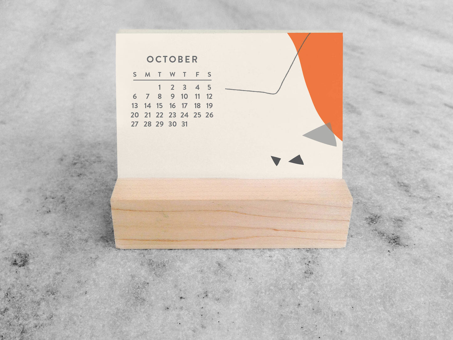 2027 Mini Desk Abstract Calendar with Wood Stand