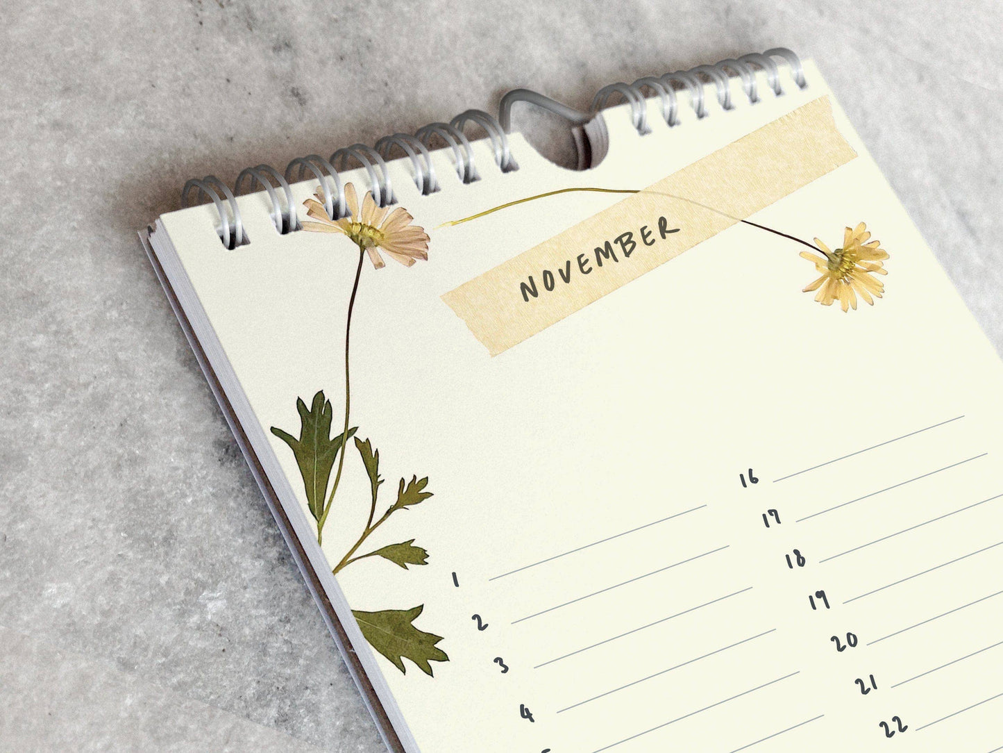 Pressed Flowers Celebration Calendar – Perpetual Birthday Tracker