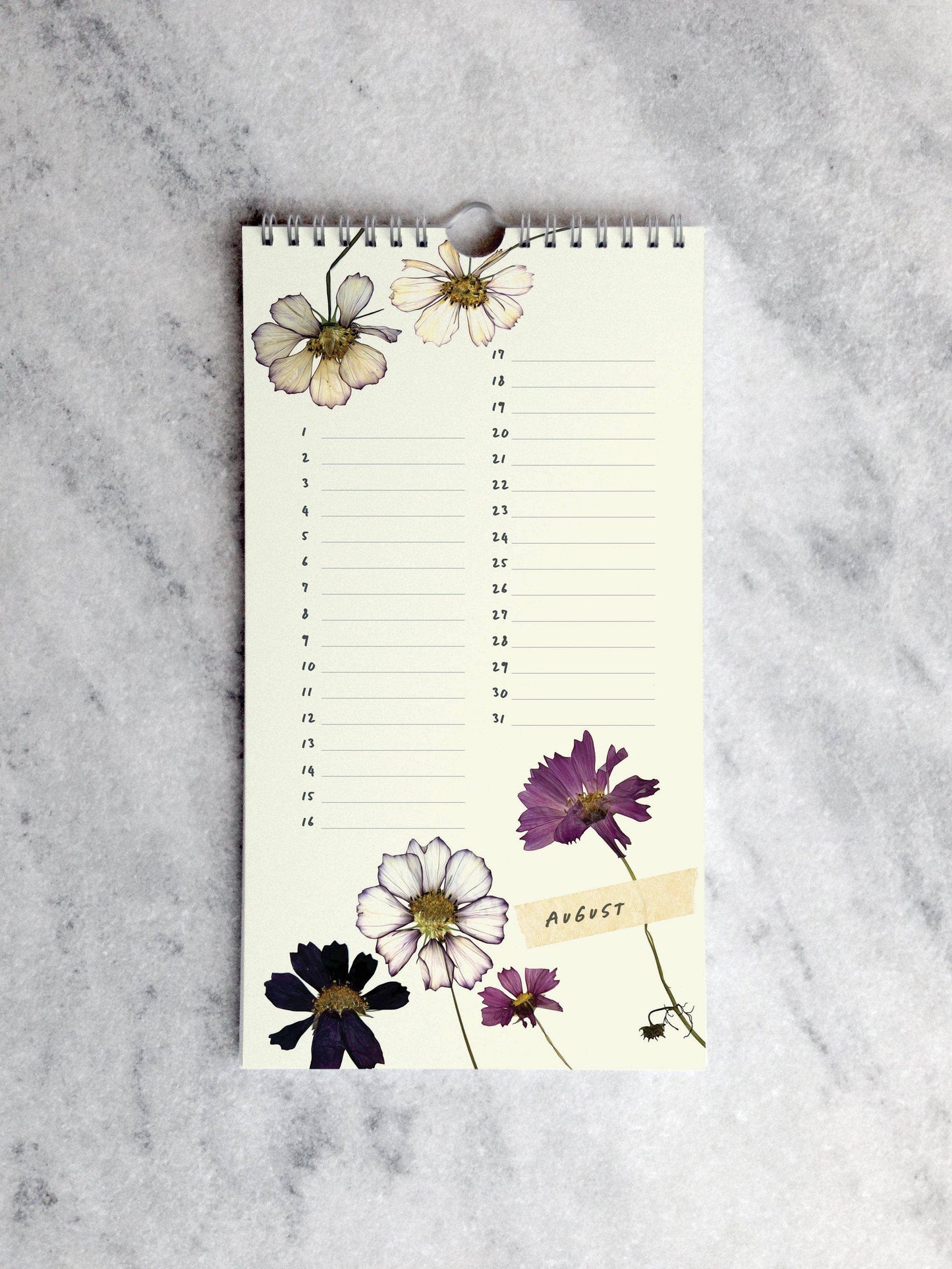 Pressed Flowers Celebration Calendar – Perpetual Birthday Tracker