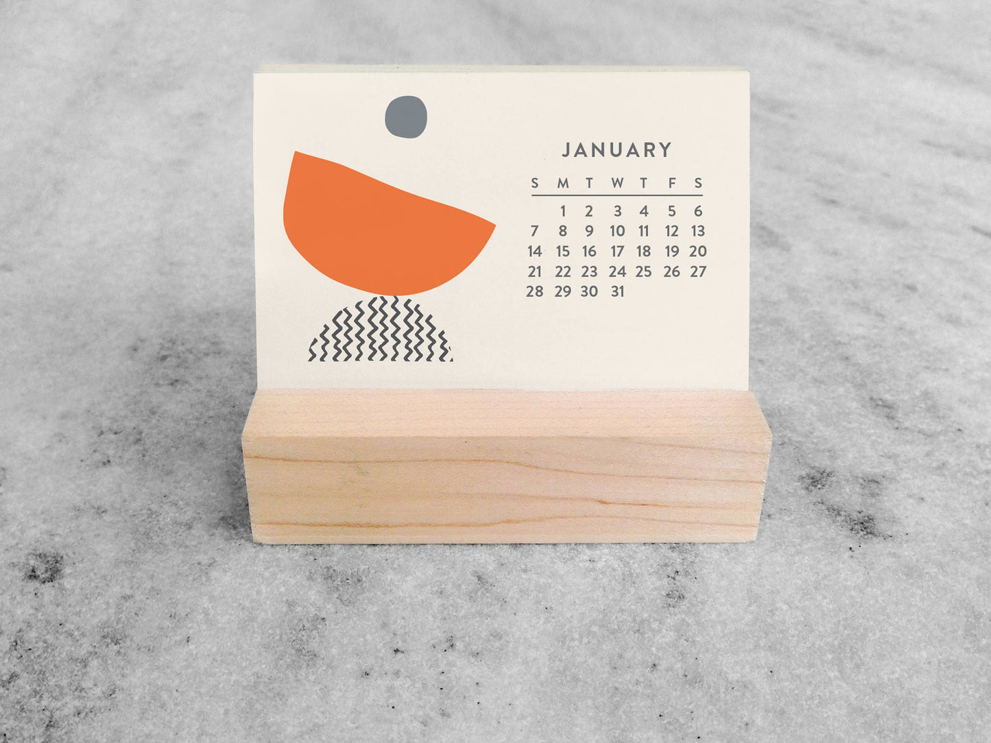 2027 Mini Desk Abstract Calendar with Wood Stand
