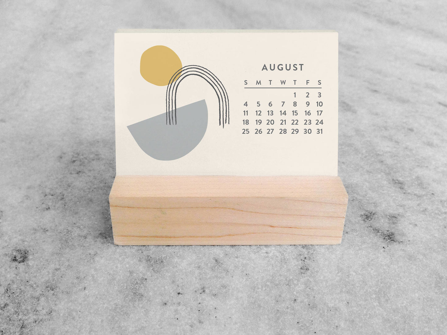 2027 Mini Desk Abstract Calendar with Wood Stand