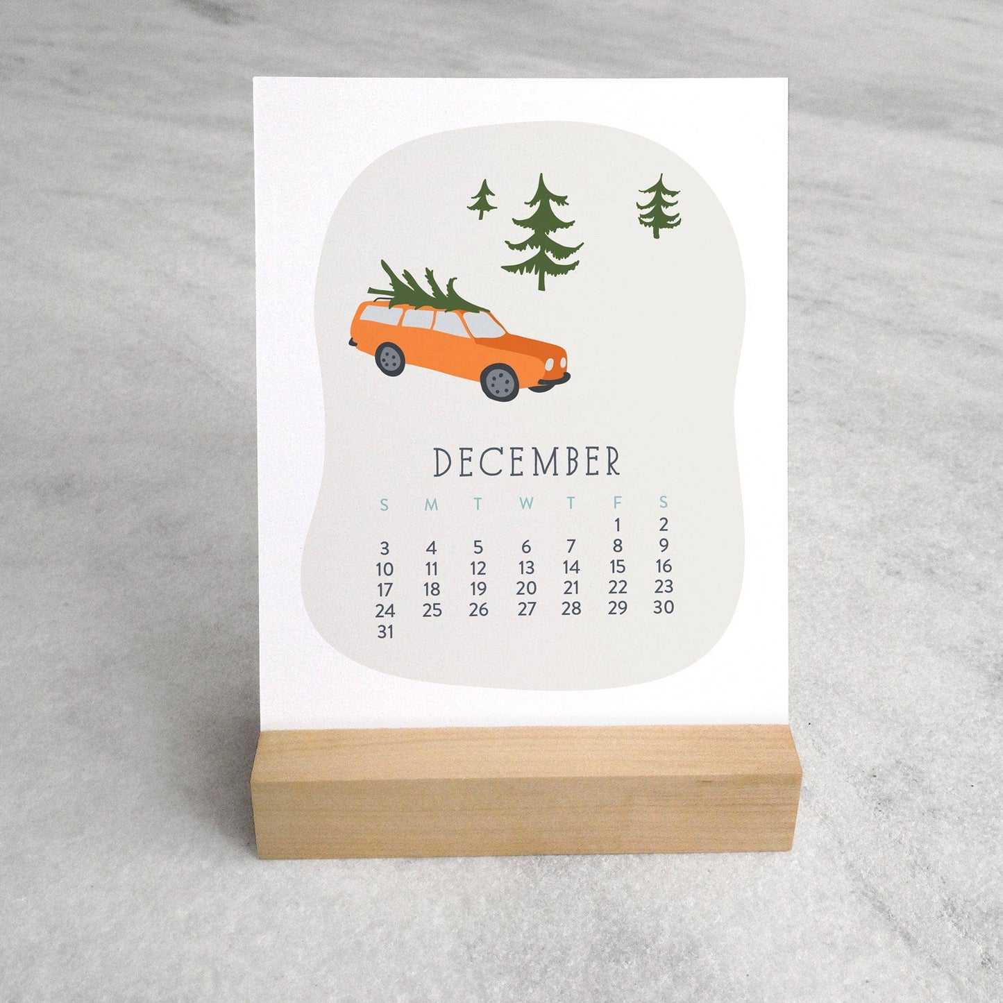 2027 Village Desk Calendar with Wood Stand