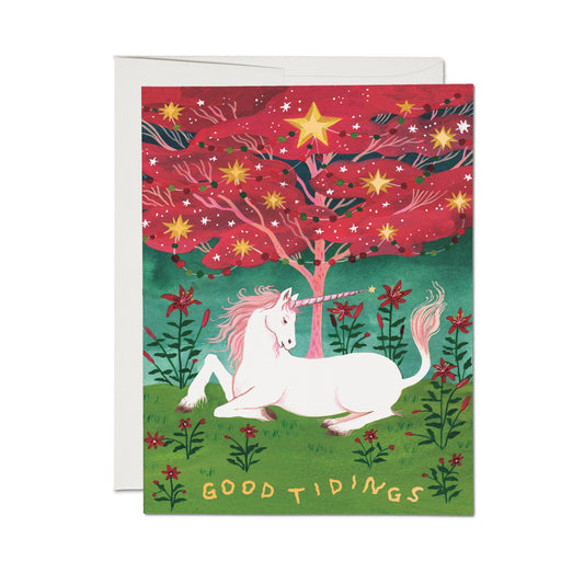 Good Tidings Holiday Unicorn Card