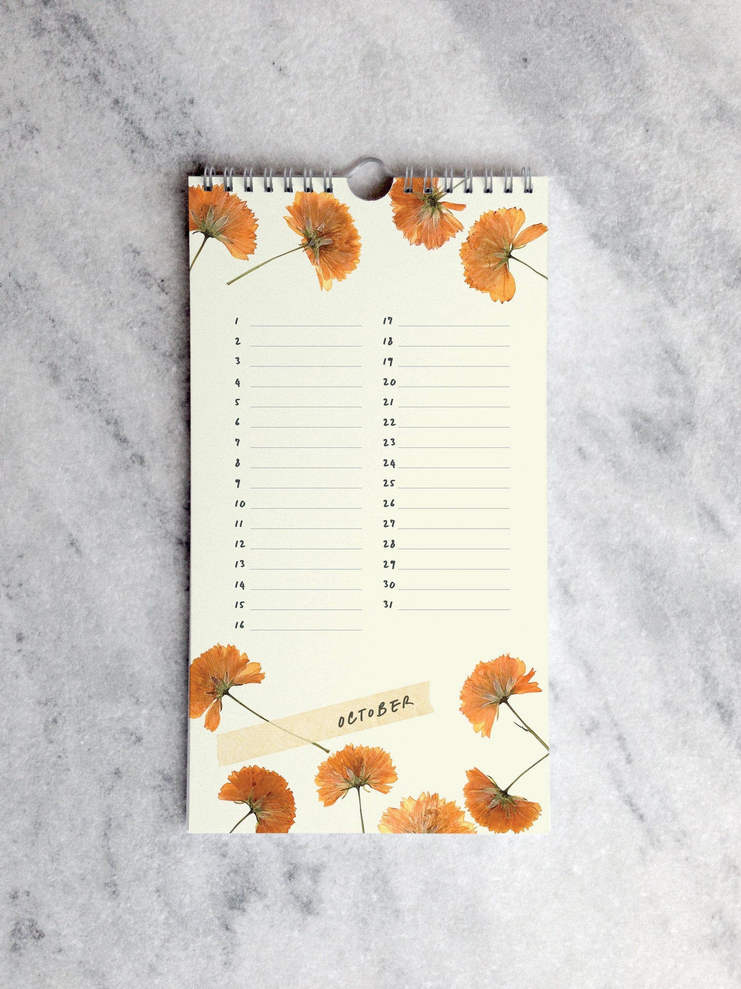 Pressed Flowers Celebration Calendar – Perpetual Birthday Tracker