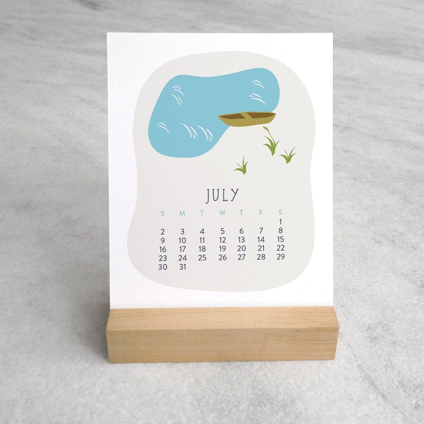 2027 Village Desk Calendar with Wood Stand