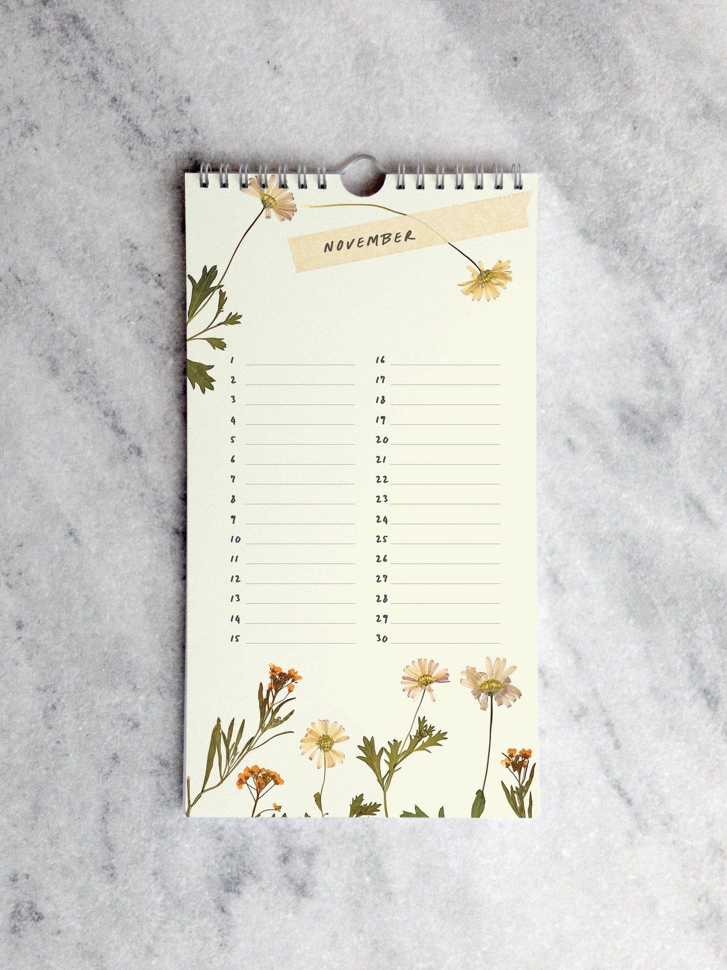Pressed Flowers Celebration Calendar – Perpetual Birthday Tracker