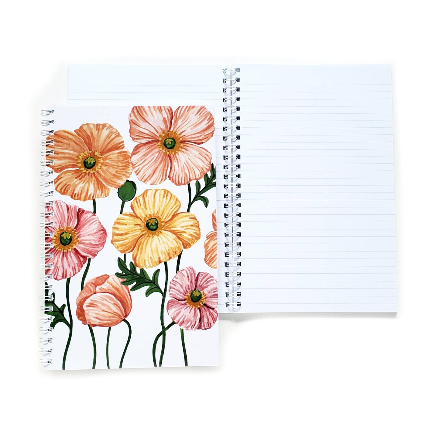 Icelandic Poppies Watercolor Lined Notebook