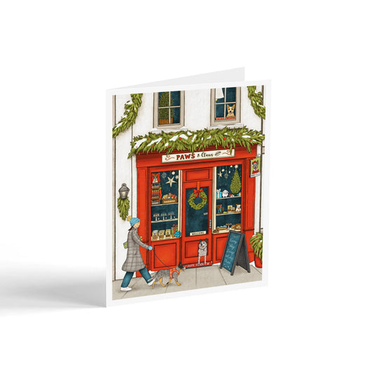 Paws & Claus Shoppe Holiday Dog Boutique Christmas Card