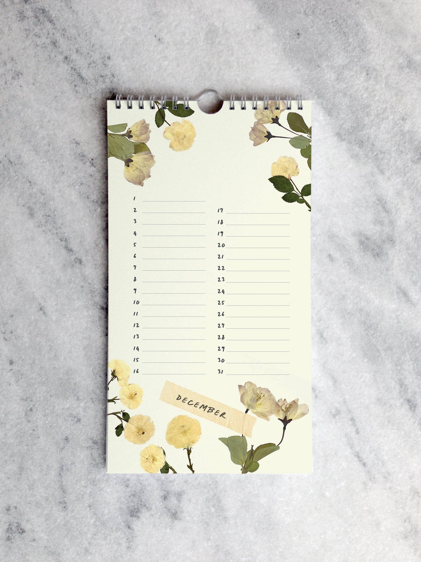 Pressed Flowers Celebration Calendar – Perpetual Birthday Tracker